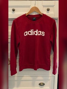 adidas Deep Red Pullover Sweatshirt with White Logo